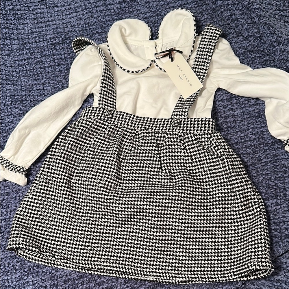 Chic Black and White Houndstooth Dress